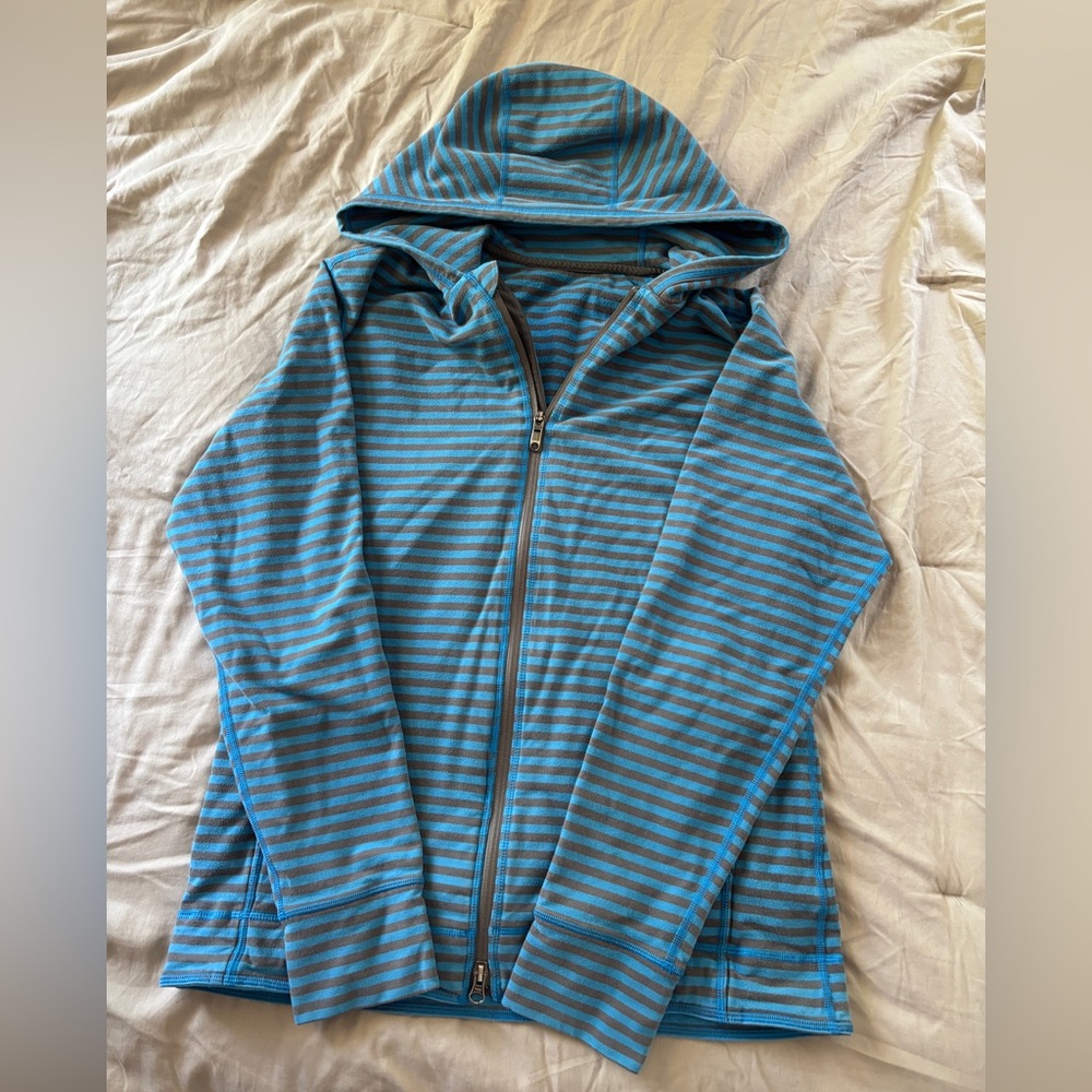 Lululemon Rival Hoodie Jacket French Terry Blue and Grey Striped